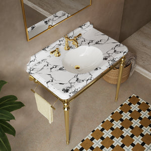 VICI 36" Bathroom Console Sink, Undermount Ceramic Vanity Basin