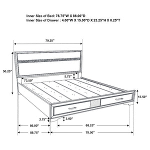 California King Storage Platform Bed With 2 Drawer - White