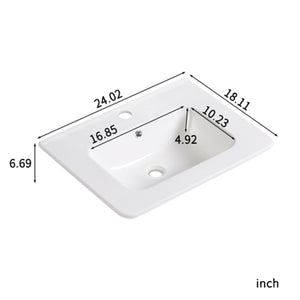 Vessel Sink Top With Overflow Drain - Milk White
