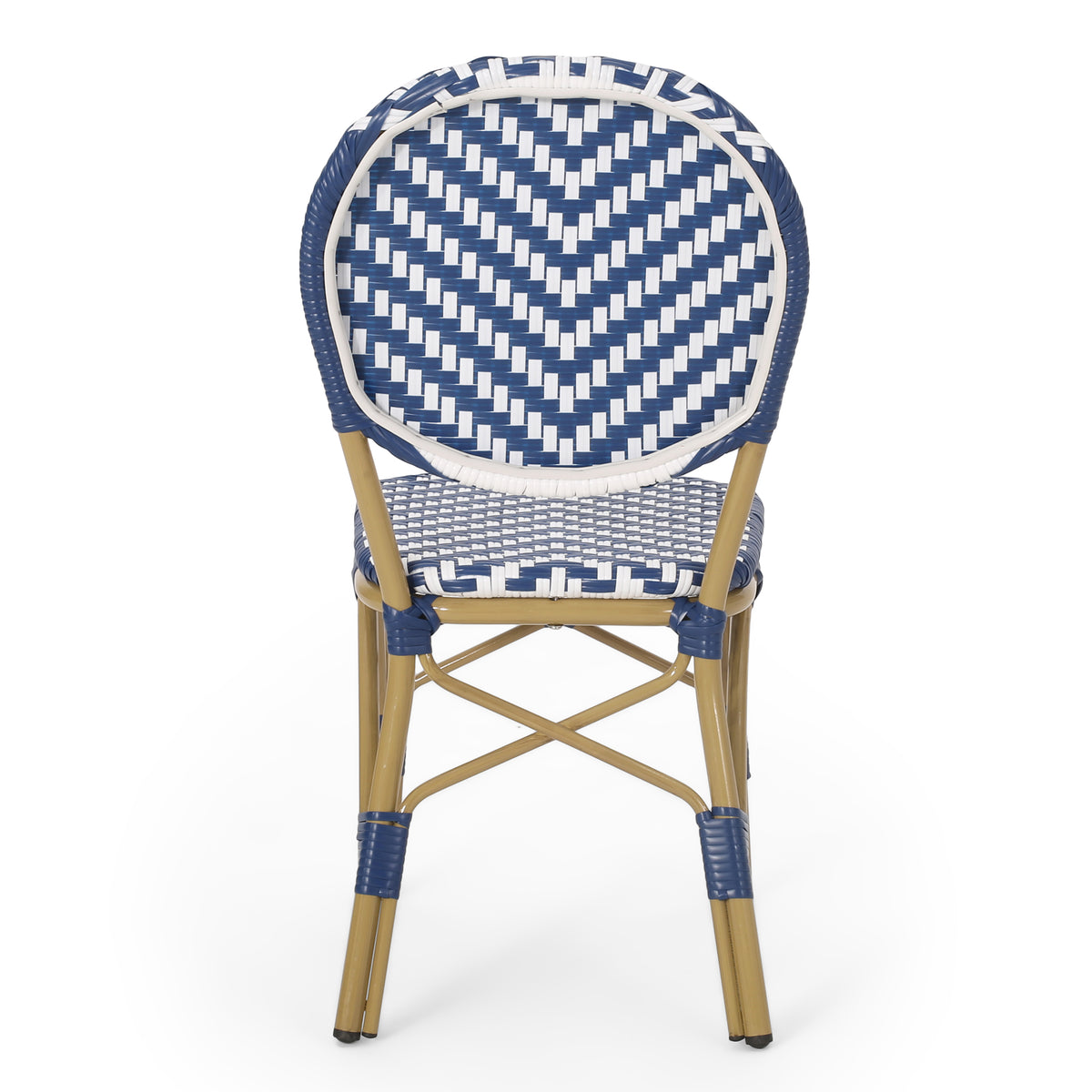 Outdoor Aluminum 3 Piece French Bistro Set with Durable Wicker - Bamboo Print Finish