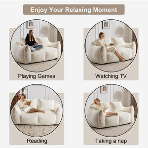 Giant Bean Bag Couch, Ultra Soft Fluffy Loveseat For Living Room