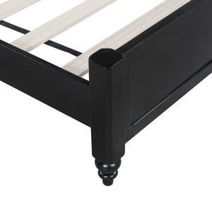 King Bed Frame, Solid Wood Platform with Slats, Modern