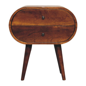 Solid Wood Large Chestnut Circular Bedside Table