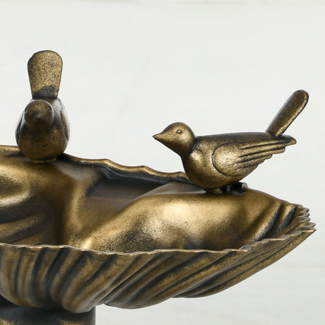 Outsunny - Antique Bird Bath With Pedestal Flower Planter Base, Vintage Style Decorative Birdbath, Bird Feeder Bowl & Planter Decoration Yard Statue - Bronze