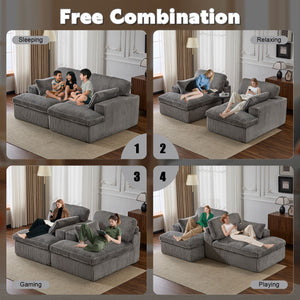 Double Chaise Lounge Chair, Oversized Upholstered Sleeper Cloud Couch