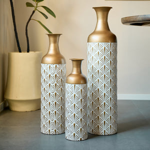 Decorative Metal Vases, Set of 3