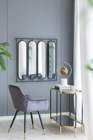 Large 4 Oval Wall Mirror With Square Frame, Home Decor For Living Room, Bedroom, Entryway, Office - Black