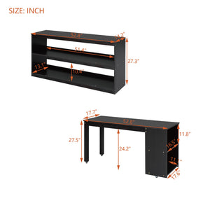 Loft Bed With Retractable Writing Desk And 3 Drawers With Storage Stairs And Shelves