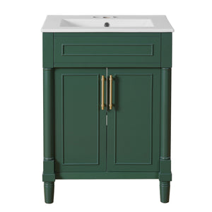 Bathroom Vanity With Integrated Sink, 2 Door Cabinet, Single Sink For Small To Medium Bathrooms