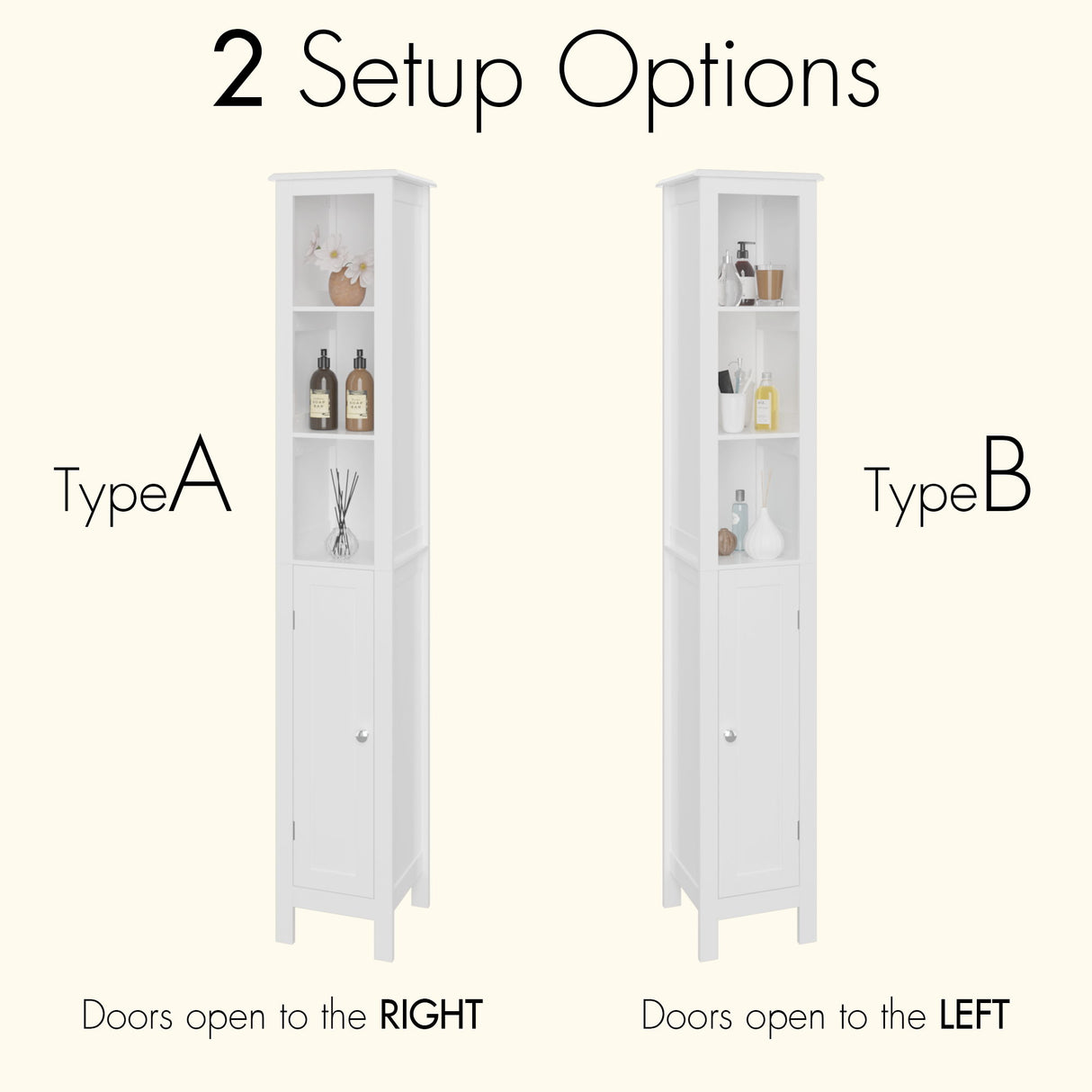 Slim Tall Bathroom Storage Cabinet With Adjustable Shelves, Anti Tip Freestanding Cabinet - White