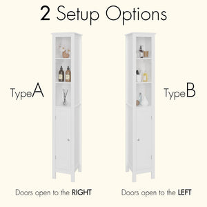 Slim Tall Bathroom Storage Cabinet With Adjustable Shelves, Anti Tip Freestanding Cabinet - White