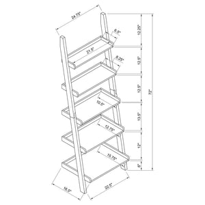 Ladder 5 Shelf Bookcase With Spacious Storage - Brown