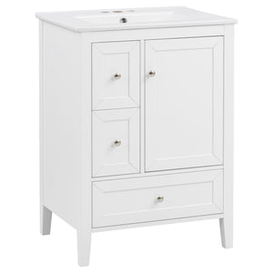 Modern Bathroom Vanity With Sink, Soft Close Drawers & Door, Storage Rack