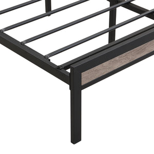 Modern Bed Frame With LED Lights, Upholstered Headboard, USB Charging