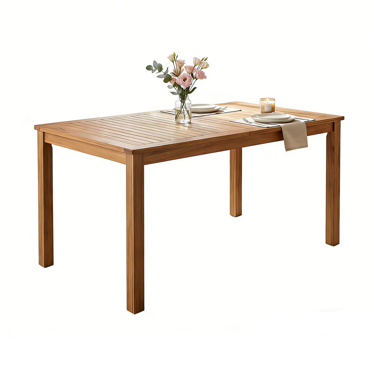 TOPMAX Patio Wooden Dining Table, 67"L Rectangular