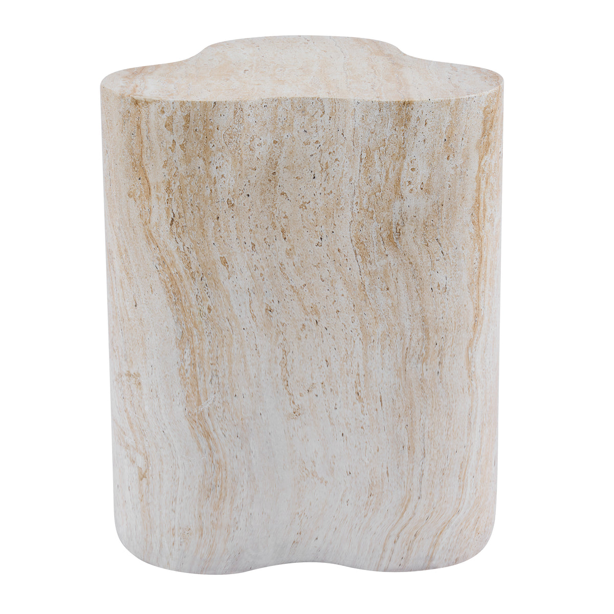 Organic Travertine-Look MGO Outdoor/Indoor Side Table