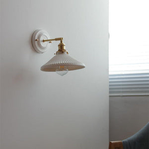 Vintage Japanese Ceramic Brass Wall Light E27 Hardwired