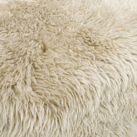 Becker - Rustic Oak Sheepskin Upholstered Accent Arm Chair - Taupe Beige