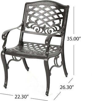 Ravenna 6-Person Metal Patio Dining Set with Rectangular Table