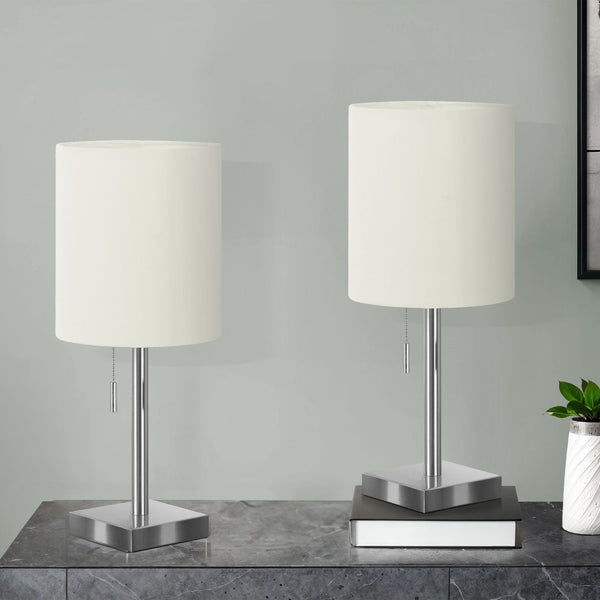 Lighting, Table Lamp, USB Port Included, Nickel, Contemporary (Set of 2) - Best Buy Furniture