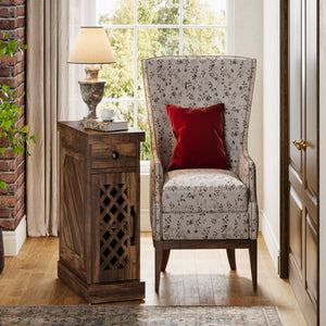 Narrow End Table With Drawer & Cabinet, Nightstand For Small Spaces - Brown