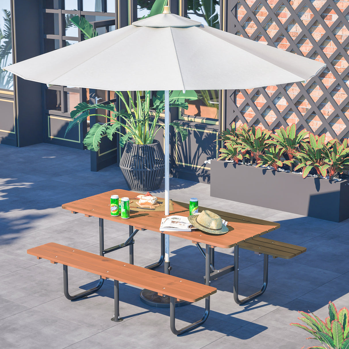 72" Rectangular Outdoor Picnic Table for 6 Person