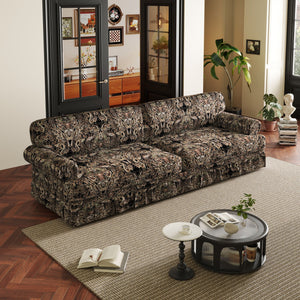 Luxuriously Comfortable Cloud Couch Sofa With Elegant Rolled Arms & Pleated Skirt Design