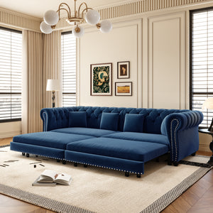 Chesterfield 3-in-1 Pull-Out Sofa Bed, Convertible Sleeper Sofa