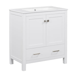 Bathroom Vanity With Single Sink, Combo Cabinet Undermount Sink, Bathroom Storage Cabinet With Two Doors And A Drawer, Soft Closing, Multifunctional Storage, Solid Wood Frame