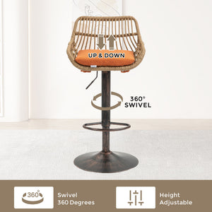 Modern Swivel Bar Stools Adjustable Counter Chairs With Footrest (Set of 2)