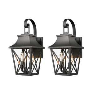 Black Outdoor Wall Lantern 2-Light