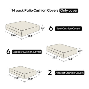 14-Pack Cushion Slipcovers Set for Wicker Rattan Sectional Sofa