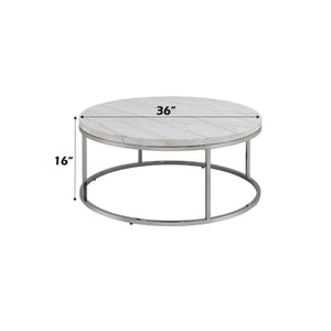 Zaidee - Mable Top Nickel Coffee Table - White - Best Buy Furniture