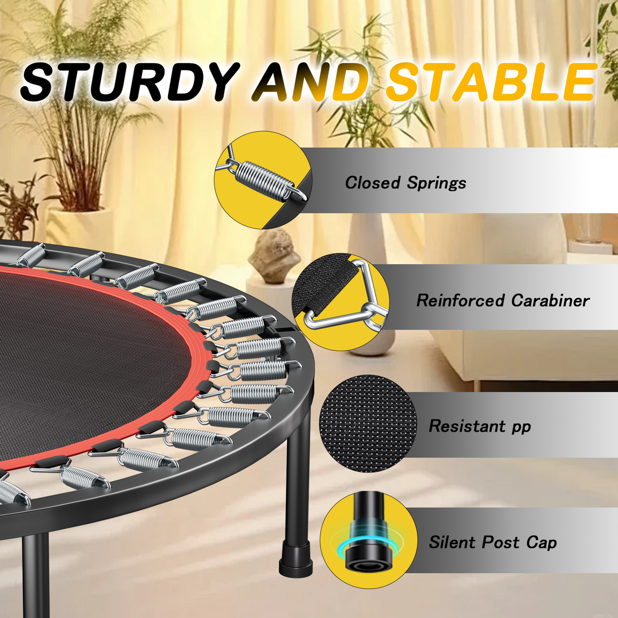 YC 40 Inch Foldable Trampoline with Handle - Standard Spring