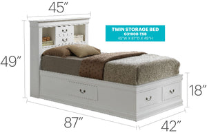 Traditional Style Bookcase Storage Bed