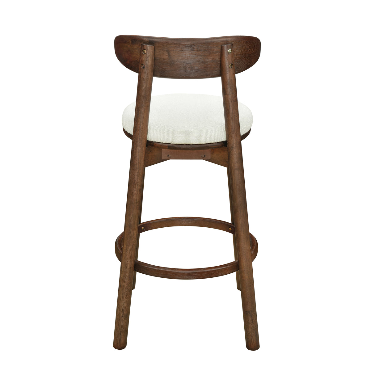 Round Cushion Bar Stools (Walnut + Beige)