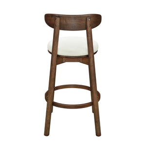 Round Cushion Bar Stools (Walnut + Beige)