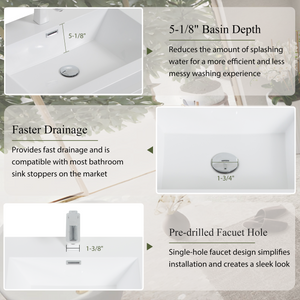 60" Wall-Mounted Bathroom Vanity with Sink, Floating Storage Cabinet