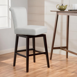 Quicksilvered - Upholstered Swivel Counter Stool With Wood Legs - Beige - Best Buy Furniture