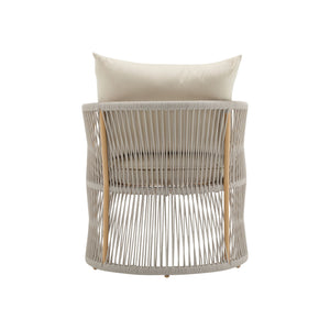 Modern Curved Aluminum Lounge Chair With Stylish Rope Weave Design And Cushioned Comfort For Outdoor