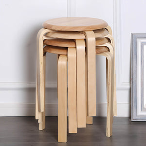 Stackable Bentwood Stool Set of 6, 18" Round Backless Stools