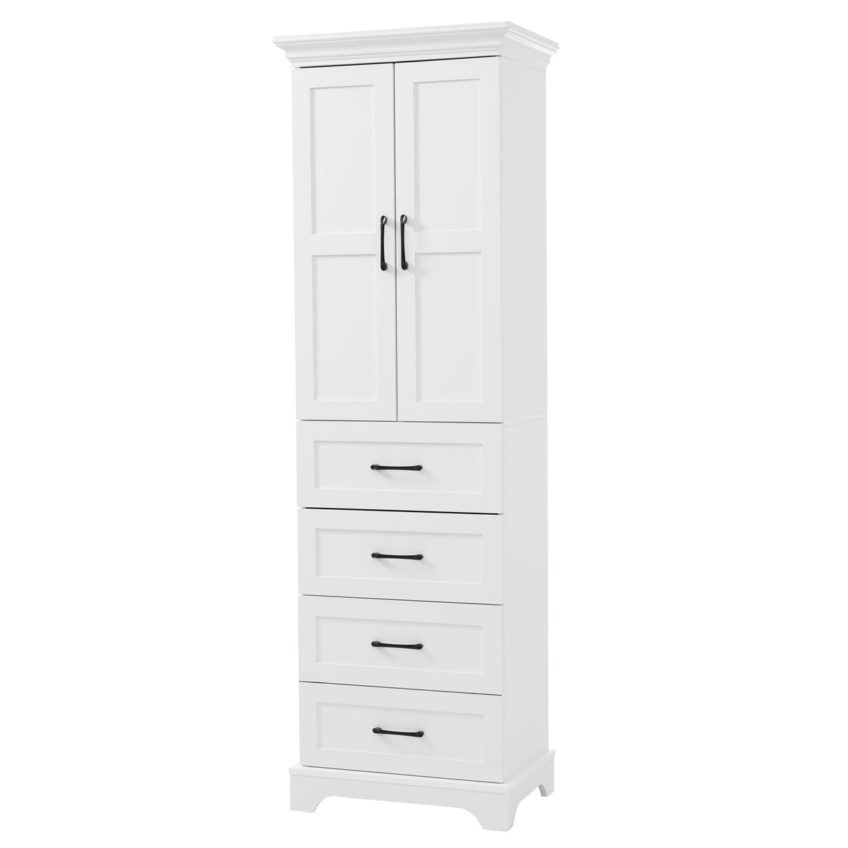 Bathroom Vanity With 2 Damping Hinge Doors, 3 Drawers, Adjustable Shelves - White