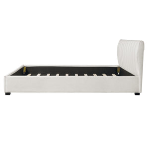 King Size Upholstered Bed Frame with Linen Blend Fabric