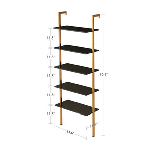 5-Tier Bookshelf Solid Wood Ladder Shelf