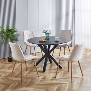Table Mid-Century Dining Table For 4 - 6 People With Round Table Top, Pedestal Dining Table, End Table Leisure Coffee Table, Cross Leg