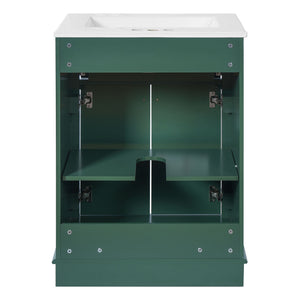 Bathroom Vanity With Integrated Sink, 2 Door Cabinet With Tip Out Drawer, Rectangular Design