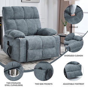 Grey Chenille Power Lift Recliner Chair