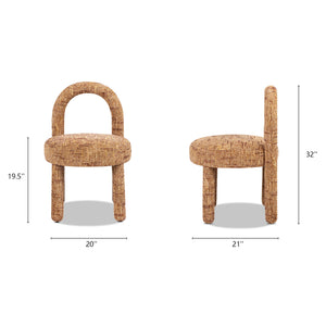Penny Round Arched Upholstered Dining Side Chair, Set of 2, Golden