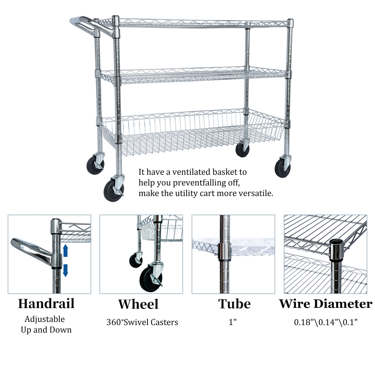 Heavy Duty Rolling Utility Cart