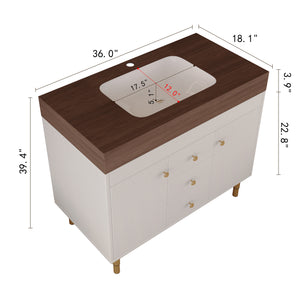 36 In Modern Free-Standing Bathroom Vanity With Ceramic Sink